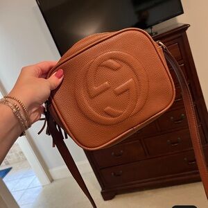 DH Gate GG Tan Leather Crossbody Bag